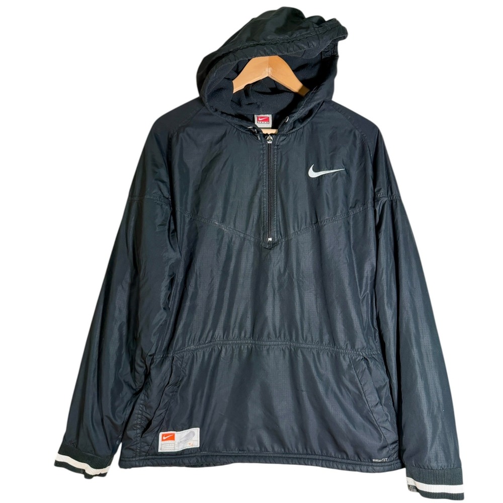 Vintage Y2K Nike Men's Team Lacrosse Half Zip Lined‎ Windbreaker Jacket Black L